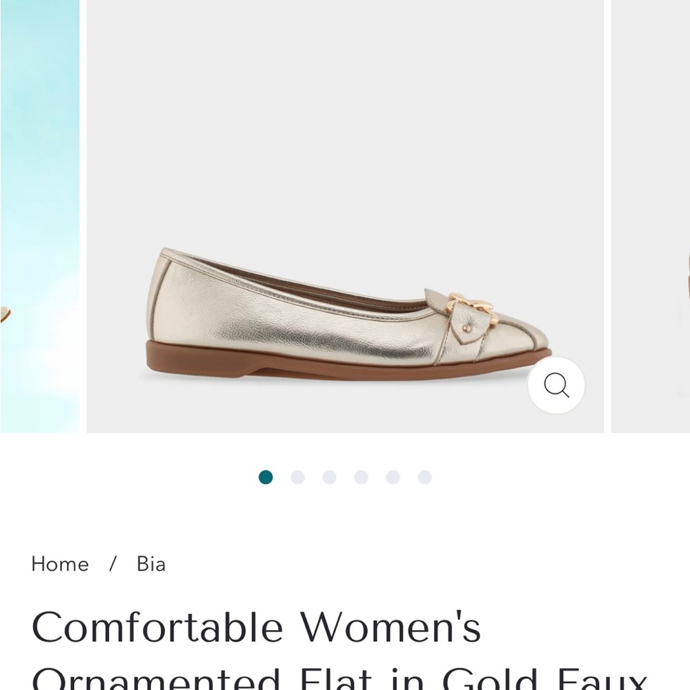 Gold Faux Leather Women's Flat